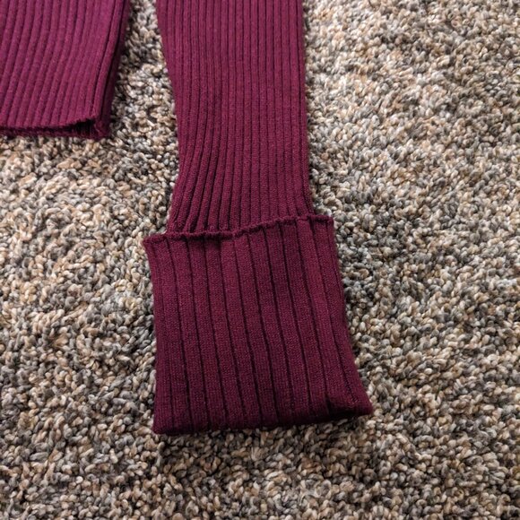 Lulus Basics Karlee Plum Purple Ribbed Knit Long Sleeve Sweater Top - Size M - Picture 6 of 10